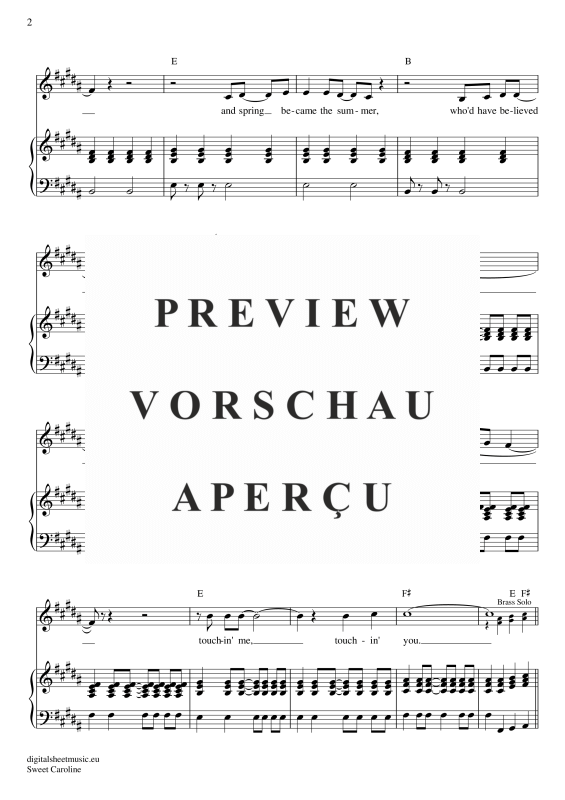 Product gallery: Page 9 of 11 Sweet Caroline , Diamond, Neil, Voice with Piano Accompaniment