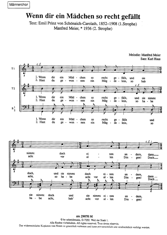 Product picture to: Wenn dir ein Mädchen so recht gefällt Manfred Meier