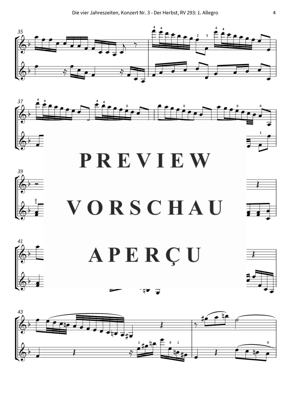 Produktgalerie: Seite 6 von 10 Die vier Jahreszeiten, Konzert Nr. 3 - Der Herbst - 1. Allegro, The Twiolins, (Duett 2x Vioine)
