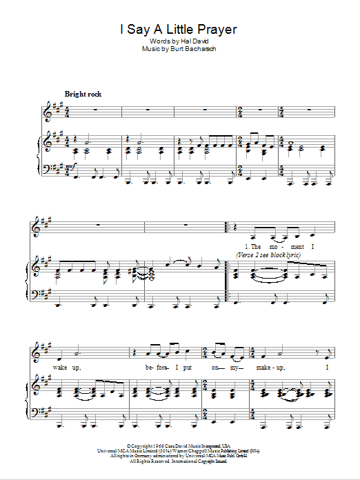 Produktgalerie: Seite 1 von 1 I Say A Little Prayer, Bacharach & David, Gesang, Klavier