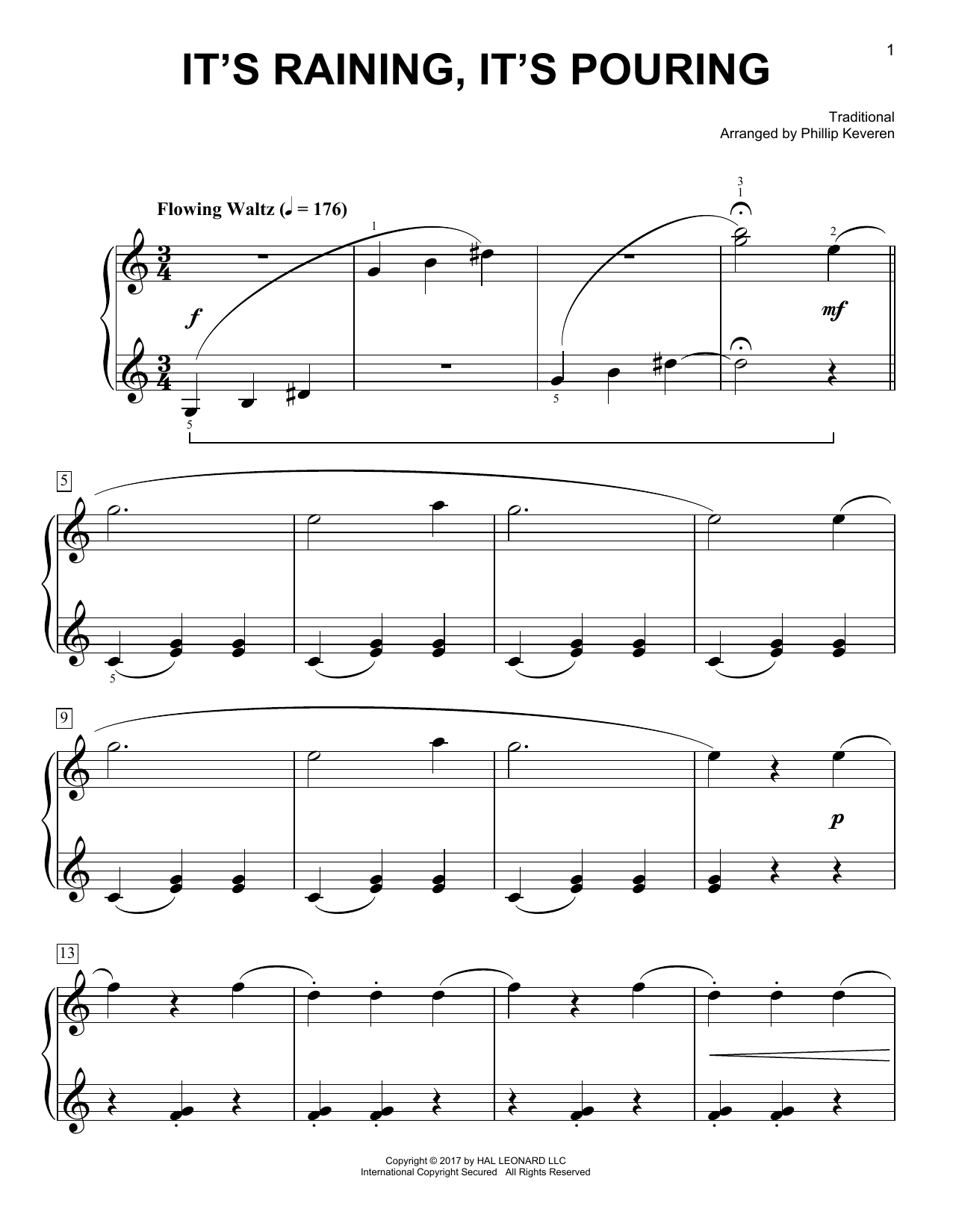 Product picture to: It's Raining, It's Pouring [Classical version] (arr. Phillip Keveren)