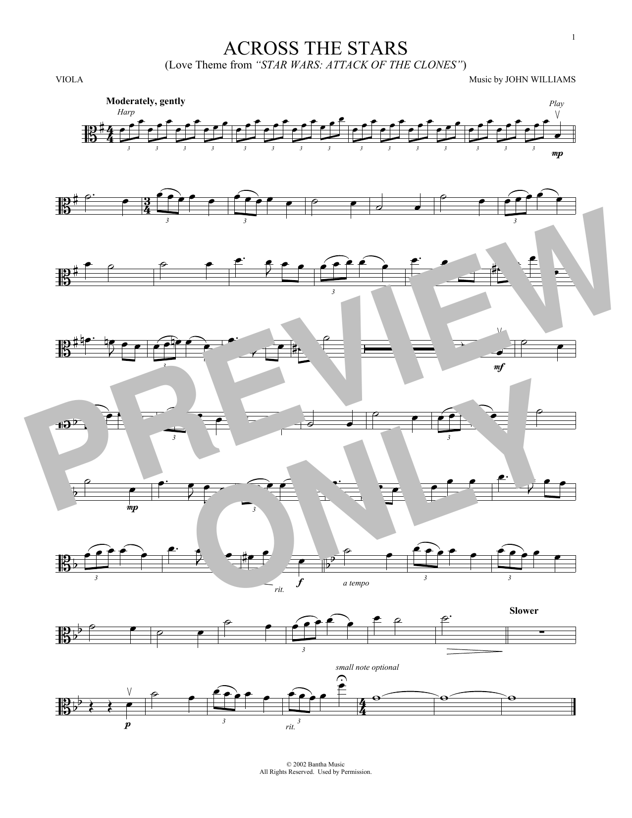 Product gallery: Page 1 of 1 Across The Stars (from Star Wars: Attack Of The Clones), John Williams