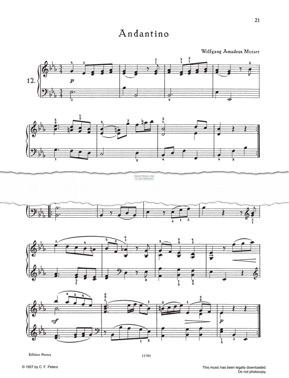 Produktgalerie: Seite 1 von 1 Andantino Eb-major, Wolfgang Amadeus Mozart, Klavier