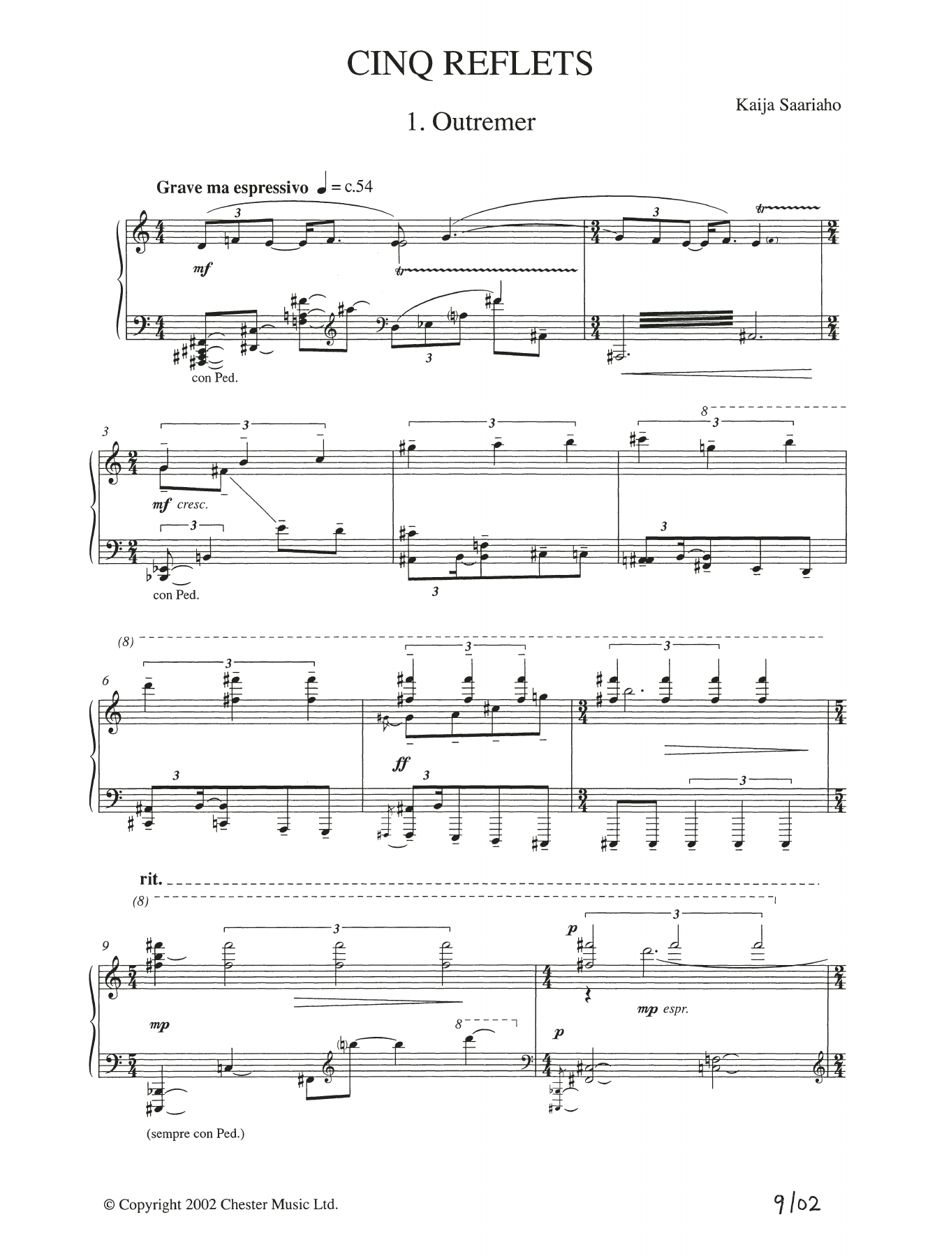 Product picture to: Cinq reflets (vocal score)