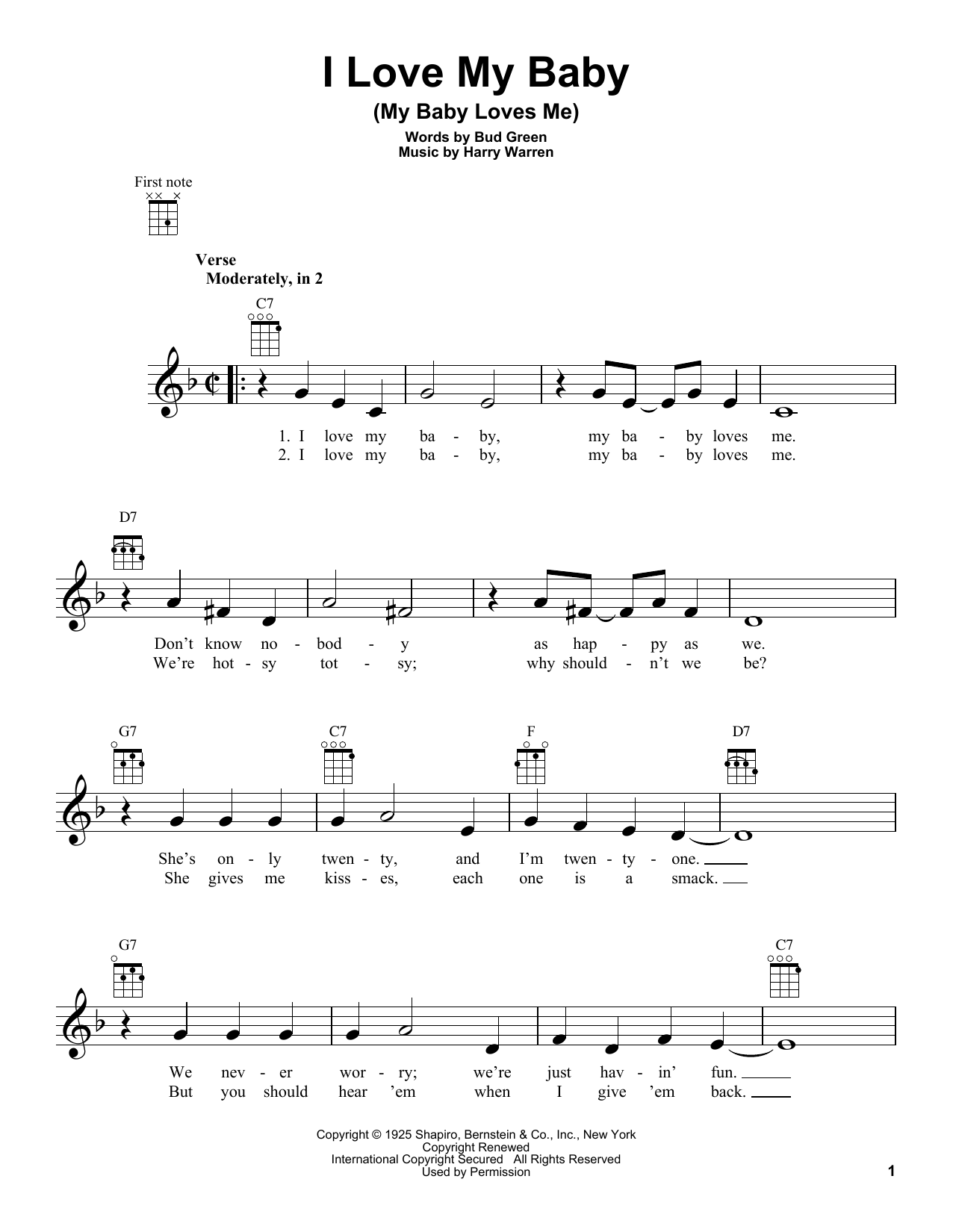 Product gallery: Page 1 of 1 I Love My Baby (My Baby Loves Me), Harry Warren
