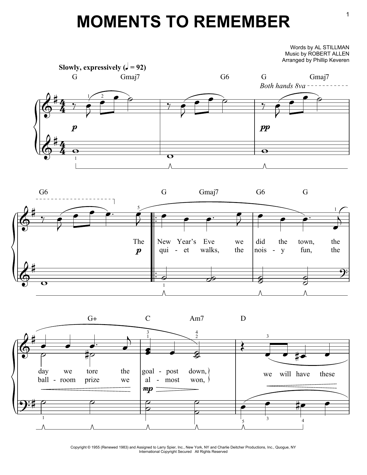 Produktbild zu: Moments To Remember (arr. Phillip Keveren)