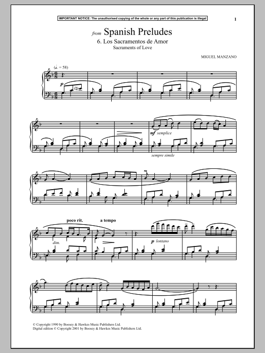 Product gallery: Page 1 of 1 Spanish Preludes, 6. Los Sacramentos De Amor (Sacraments Of Love), Miguel Manzano
