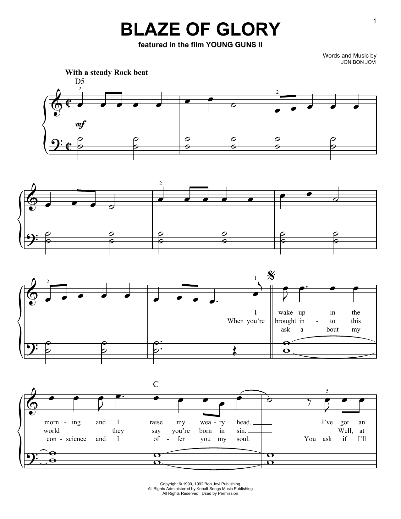Produktgalerie: Seite 1 von 1 Blaze Of Glory, Jon Bon Jovi, Klavier
