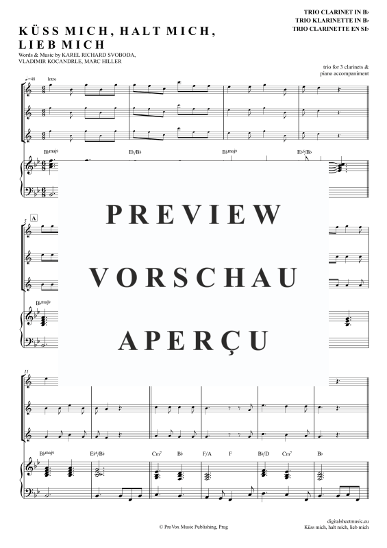 Produktgalerie: Seite 2 von 11 Küss Mich, Halt Mich, Lieb Mich, Egli, Beatrice, (Klarinetten Trio + Klavier)
