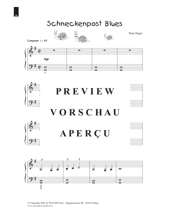 Product gallery: Page 2 of 3 Schneckenpost Blues , , (piano solo very easy)