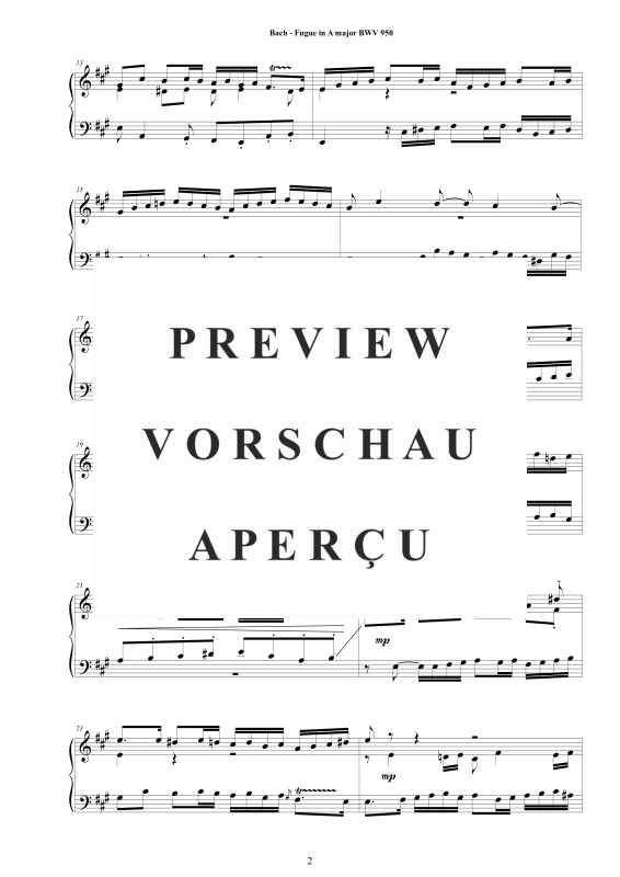 Produktgalerie: Seite 3 von 10 Fuge in A-Dur BWV 950 - Piano Version, , Klavier Solo