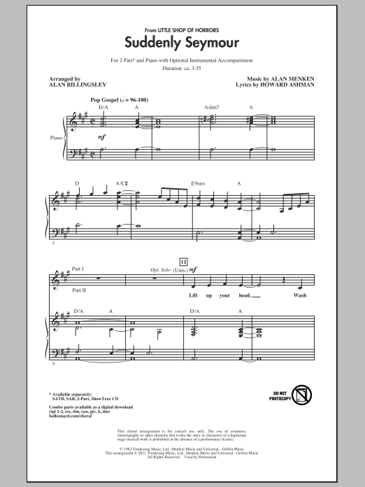 Product picture to: Suddenly Seymour (from Little Shop of Horrors) (arr. Alan Billingsley)