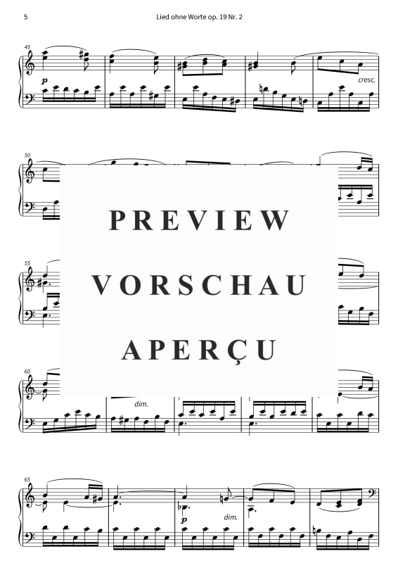 Produktgalerie: Seite 7 von 8 Lied ohne Worte op. 19 Nr. 2, , Klavier Solo