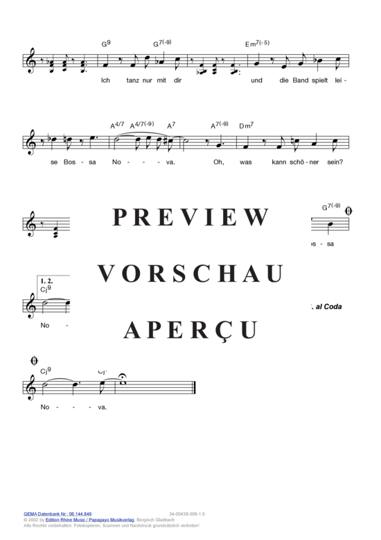 Produktgalerie: Seite 6 von 9 Bossa Nova , Vrethammar, Sylvia, (Melodie-Stimmen in C/B/Es)