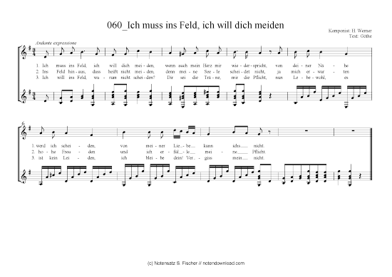 Product picture to: Ich muss ins Feld, ich will dich meiden H. Werner / Göthe