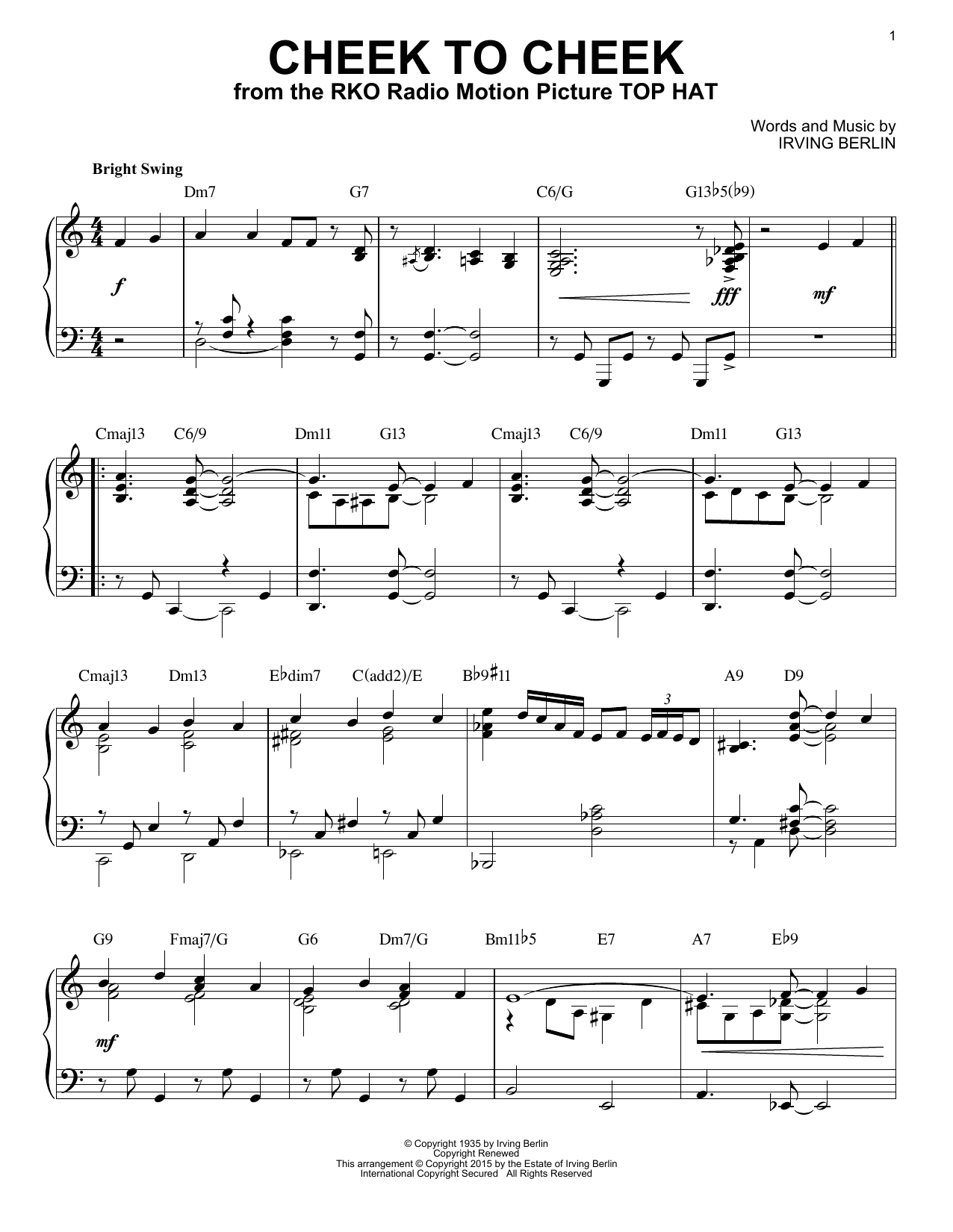 Produktgalerie: Seite 1 von 1 Cheek To Cheek [Jazz version] (arr. Brent Edstrom), Irving Berlin, Klavier