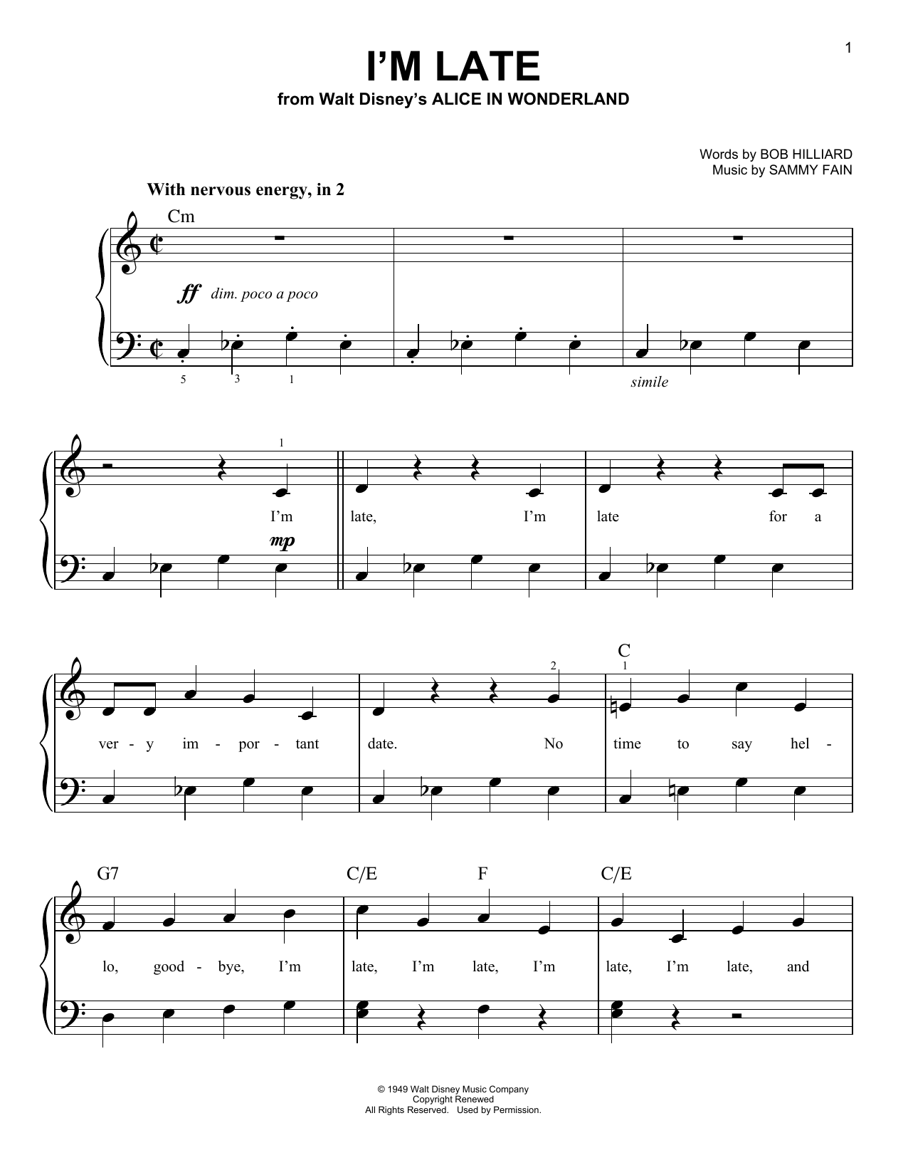 Produktbild zu: I'm Late (from Alice In Wonderland)