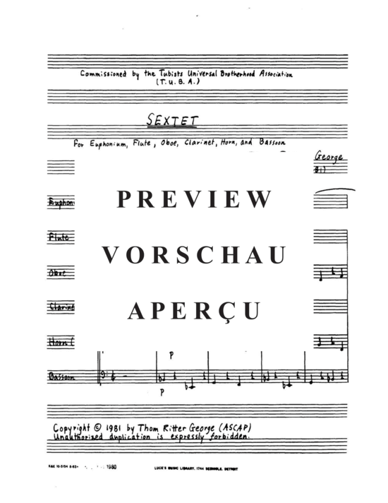 Produktgalerie: Seite 3 von 21 Sextet , , (Gemischtes Ensemble für Holzbläser Quintett + Euphonium Solo)