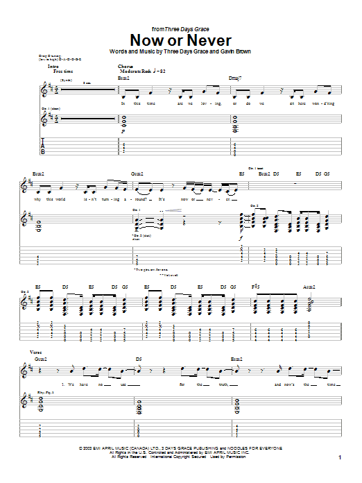 Produktgalerie: Seite 1 von 1 Now Or Never, Three Days Grace, Gitarre