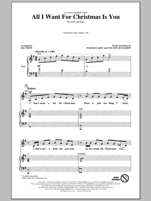 Product gallery: Page 1 of 1 All I Want For Christmas Is You (arr. Mac Huff), Mariah Carey
