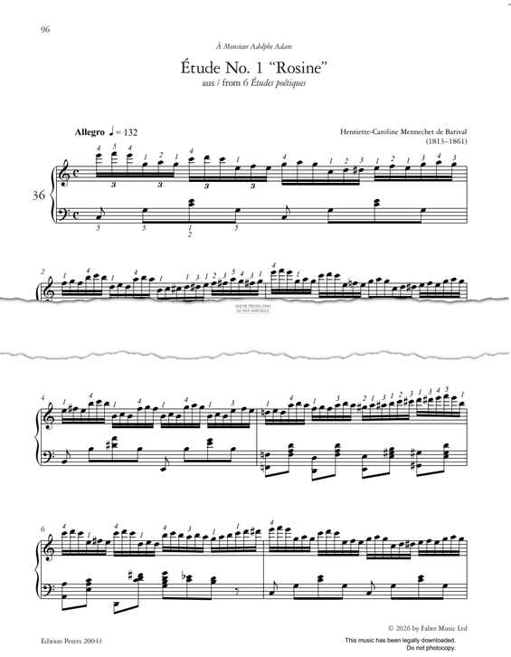 Produktgalerie: Seite 1 von 1 Étude No. 1 “Rosine”, Henriette-Caroline Mennechet de Barival, Klavier
