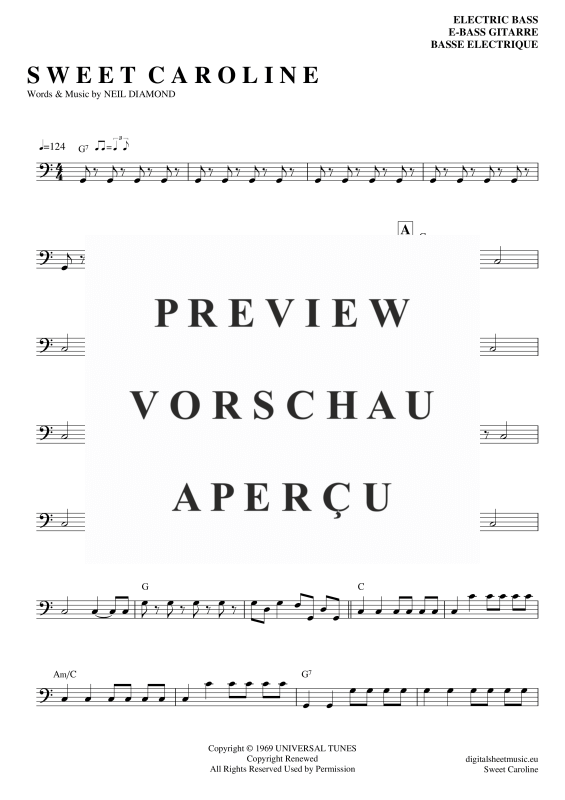 Product gallery: Page 2 of 7 Sweet Caroline , Diamond, Neil, Bass Guitar