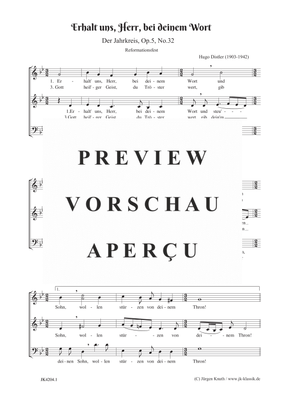 gallery: Erhalt uns, Herr, bei deinem Wort (Der Jahrkreis, Op.5, Nr.32), , Gemischter Chor 3-stimmig SAM