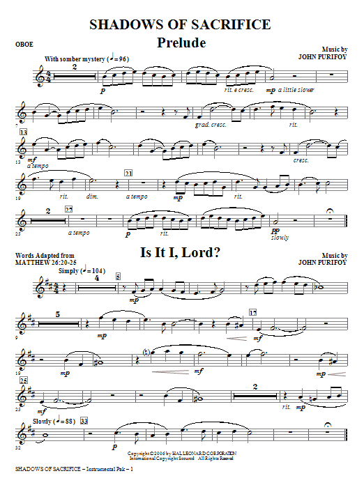 Produktbild zu: Shadows of Sacrifice - Oboe