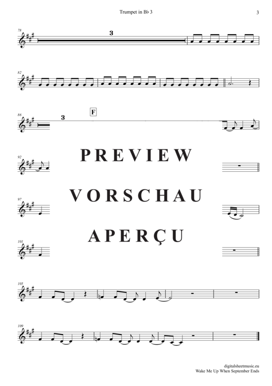 Produktgalerie: Seite 17 von 21 Wake Me Up When September Ends , Green Day, (Trompeten Trio + Klavier)