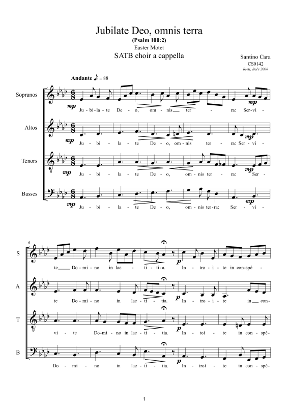 Produktbild zu: Jubilate Deo, omnis terraSantino Cara
