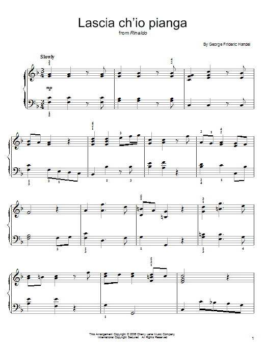 Produktgalerie: Seite 1 von 1 Lascia Ch'io Pianga, George Frideric Handel, Klavier