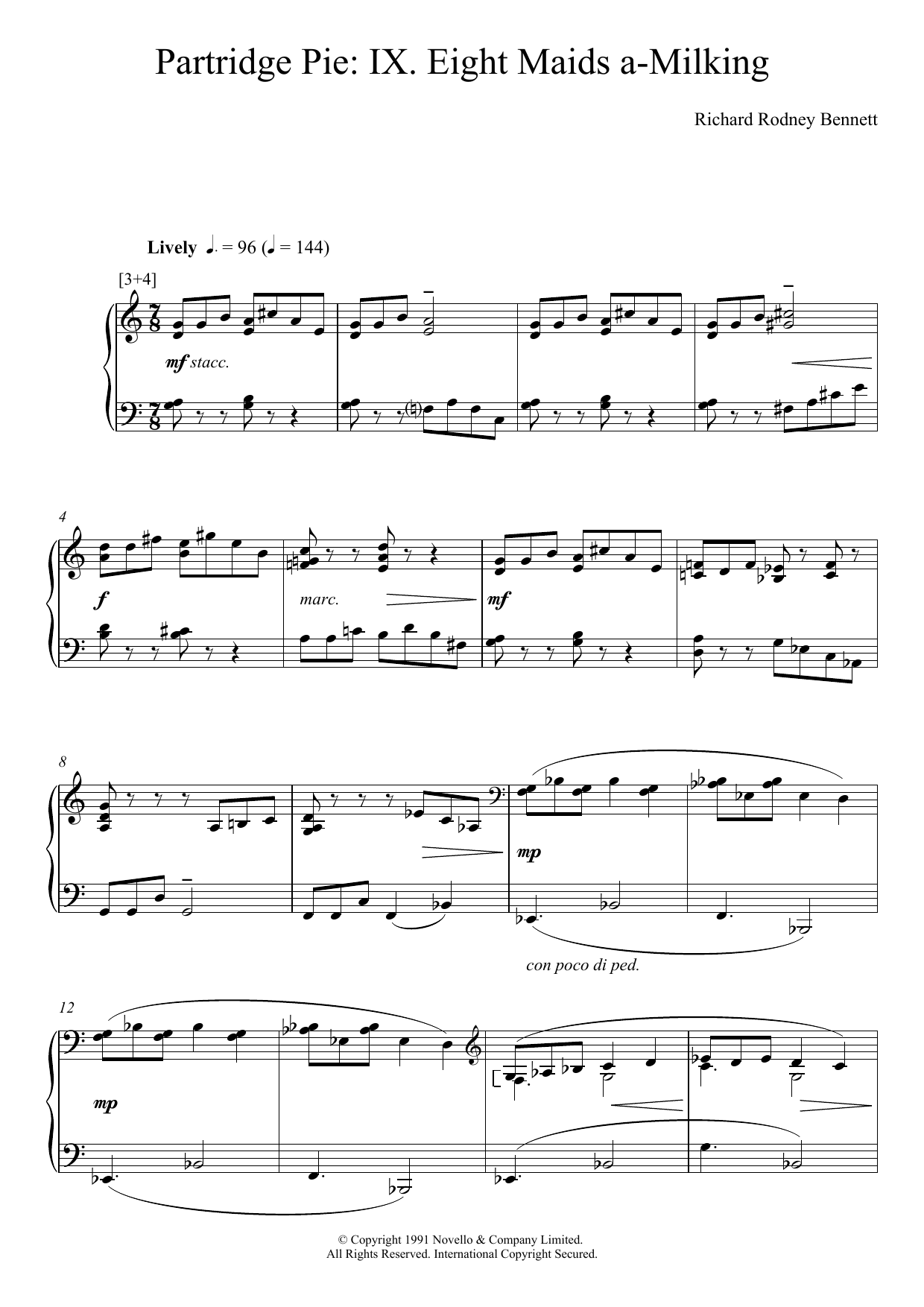 Produktbild zu: Eight Maids A-Milking (from Partridge Pie)