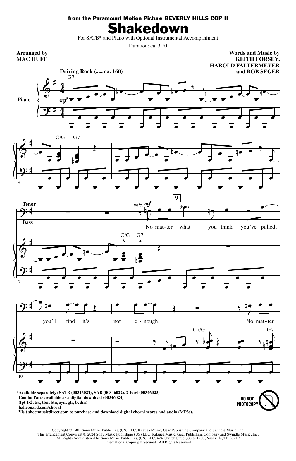 Product picture to: Shakedown (arr. Mac Huff)