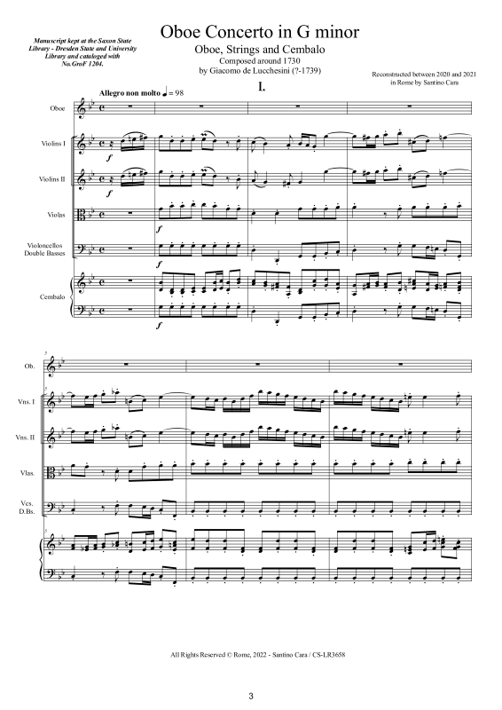 Produktbild zu: Oboe Concerto in G minorGiacomo de Lucchesini