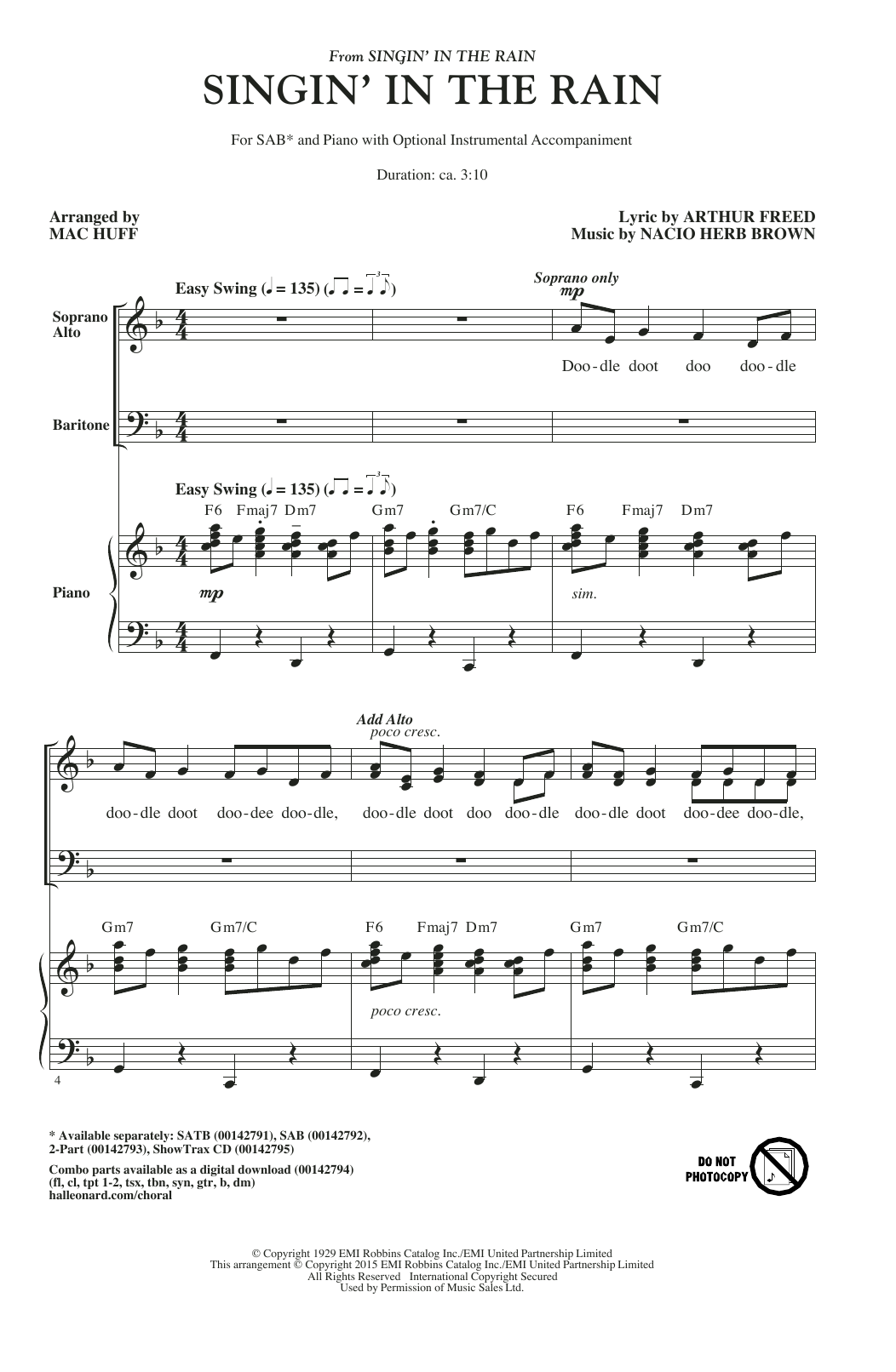 Product picture to: Singin' In The Rain (arr. Mac Huff)