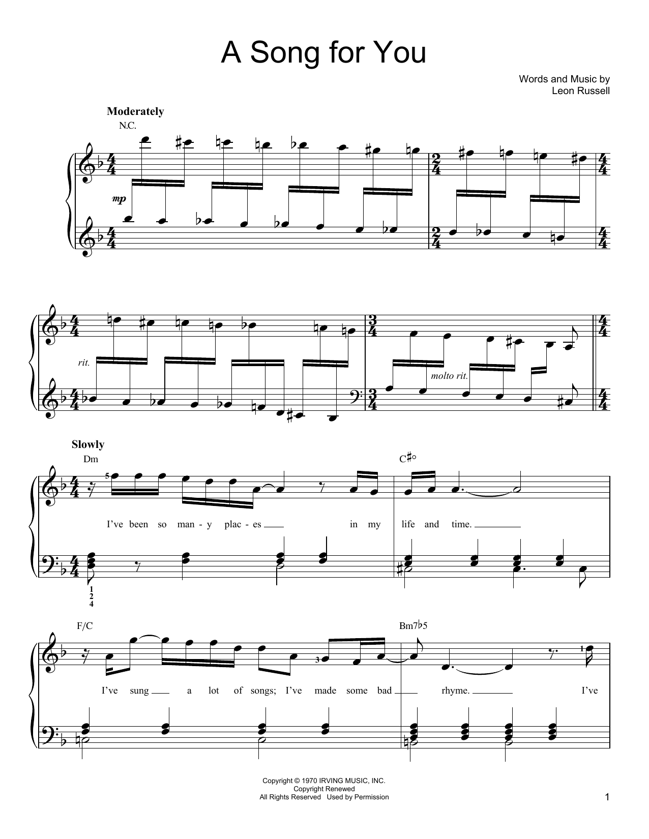 Produktgalerie: Seite 1 von 1 A Song For You, Leon Russell, Klavier