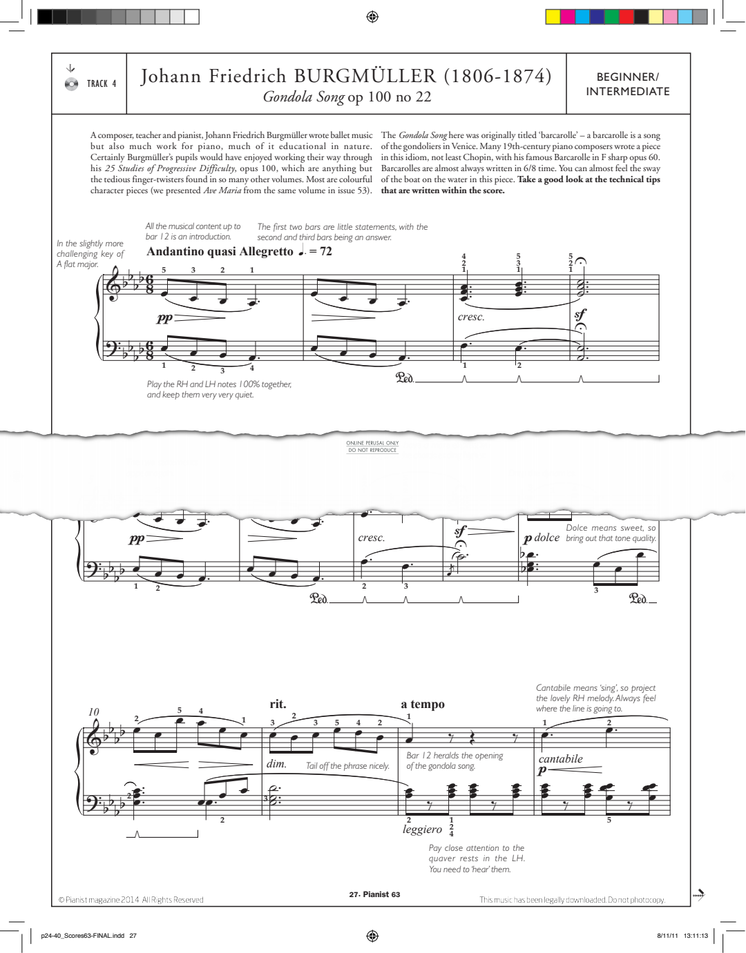gallery: Gondola Song Op.100 No.22, Johann Friedrich Burgmüller, Klavier
