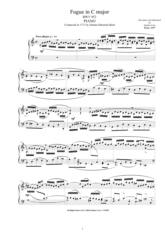Product picture to: Fuge in C-Dur BWV 952Johann Sebastian Bach