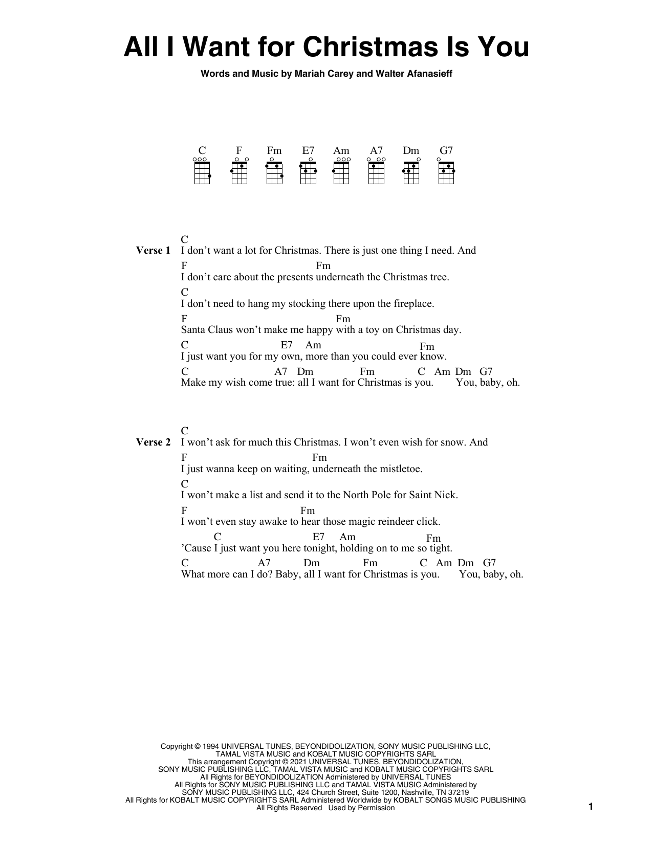 Product gallery: Page 1 of 1 All I Want For Christmas Is You (arr. Fred Sokolow), Mariah Carey