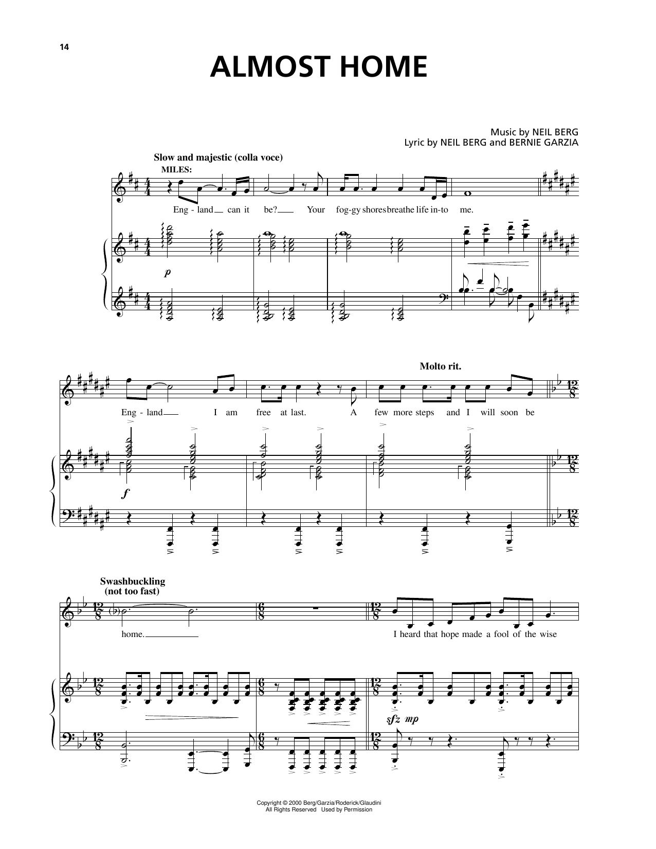 Produktgalerie: Seite 1 von 1 Almost Home (from The Prince And The Pauper), Bernie Garzia, Gesang, Klavier