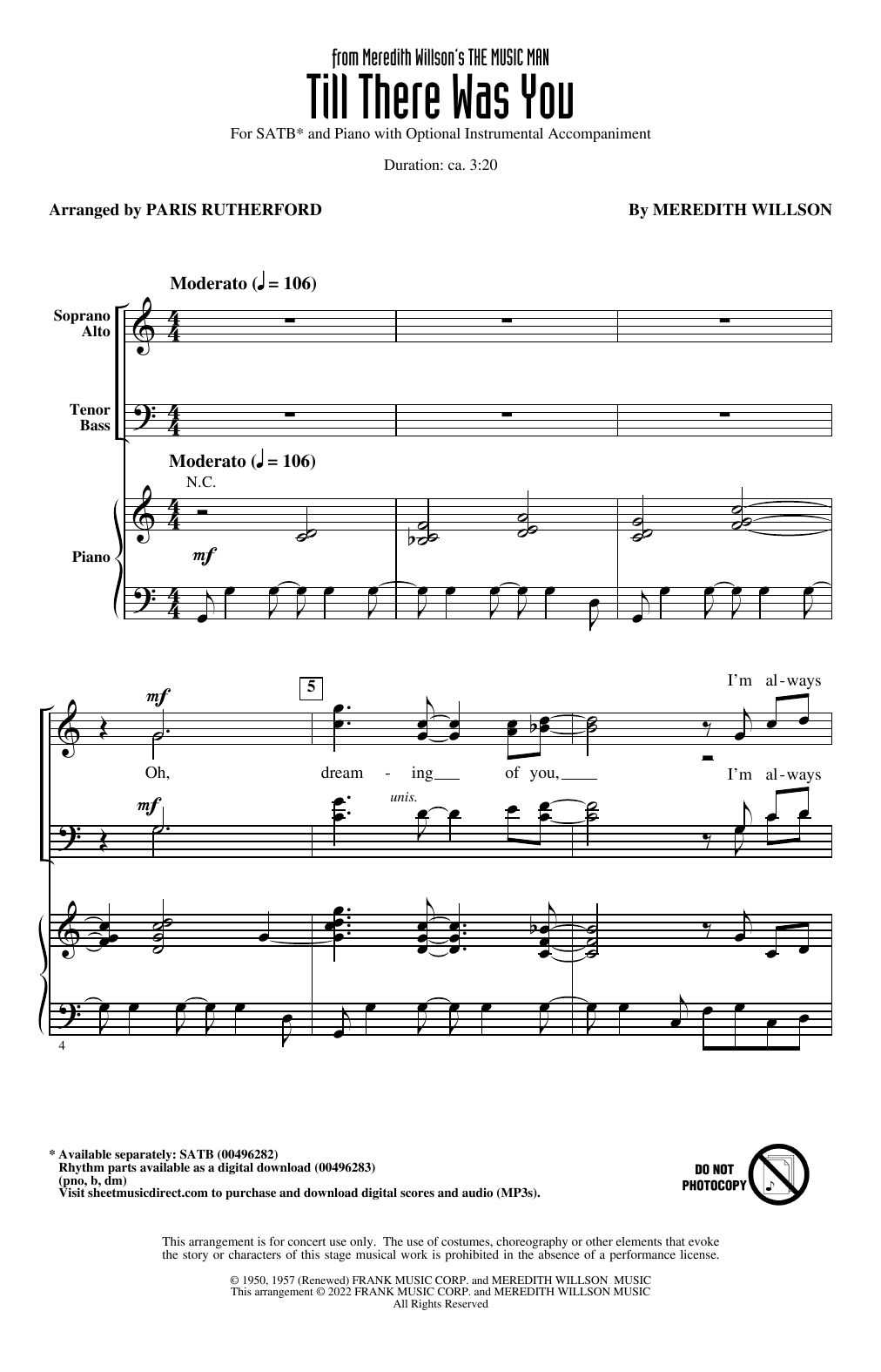 Product picture to: Till There Was You (from The Music Man) (arr. Paris Rutherford)