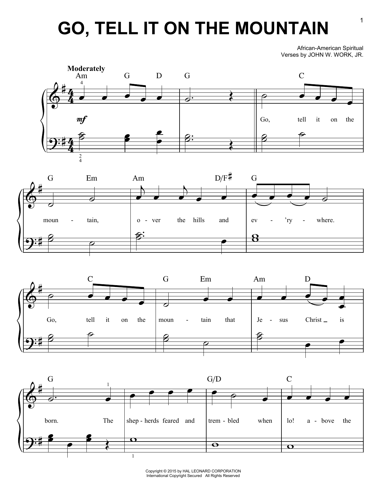 Produktgalerie: Seite 1 von 1 Go, Tell It On The Mountain, John W. Work, Jr., Klavier