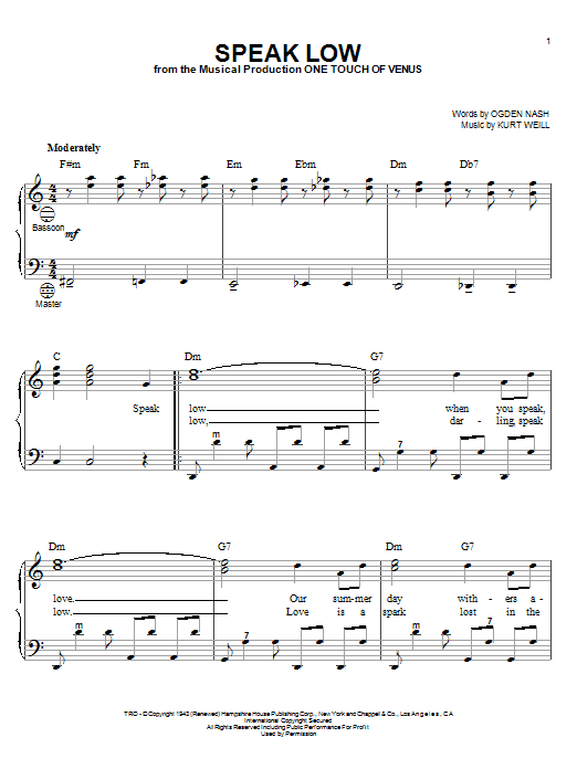Product gallery: Page 1 of 1 Speak Low, Kurt Weill