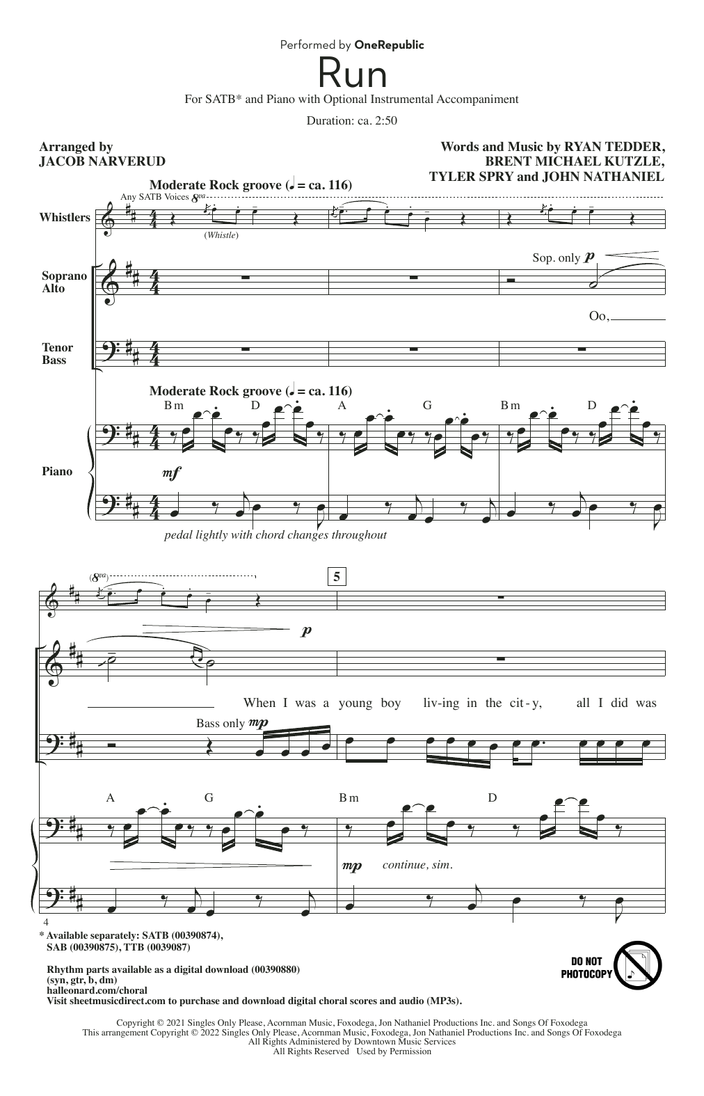 Product picture to: Run (arr. Jacob Narverud)