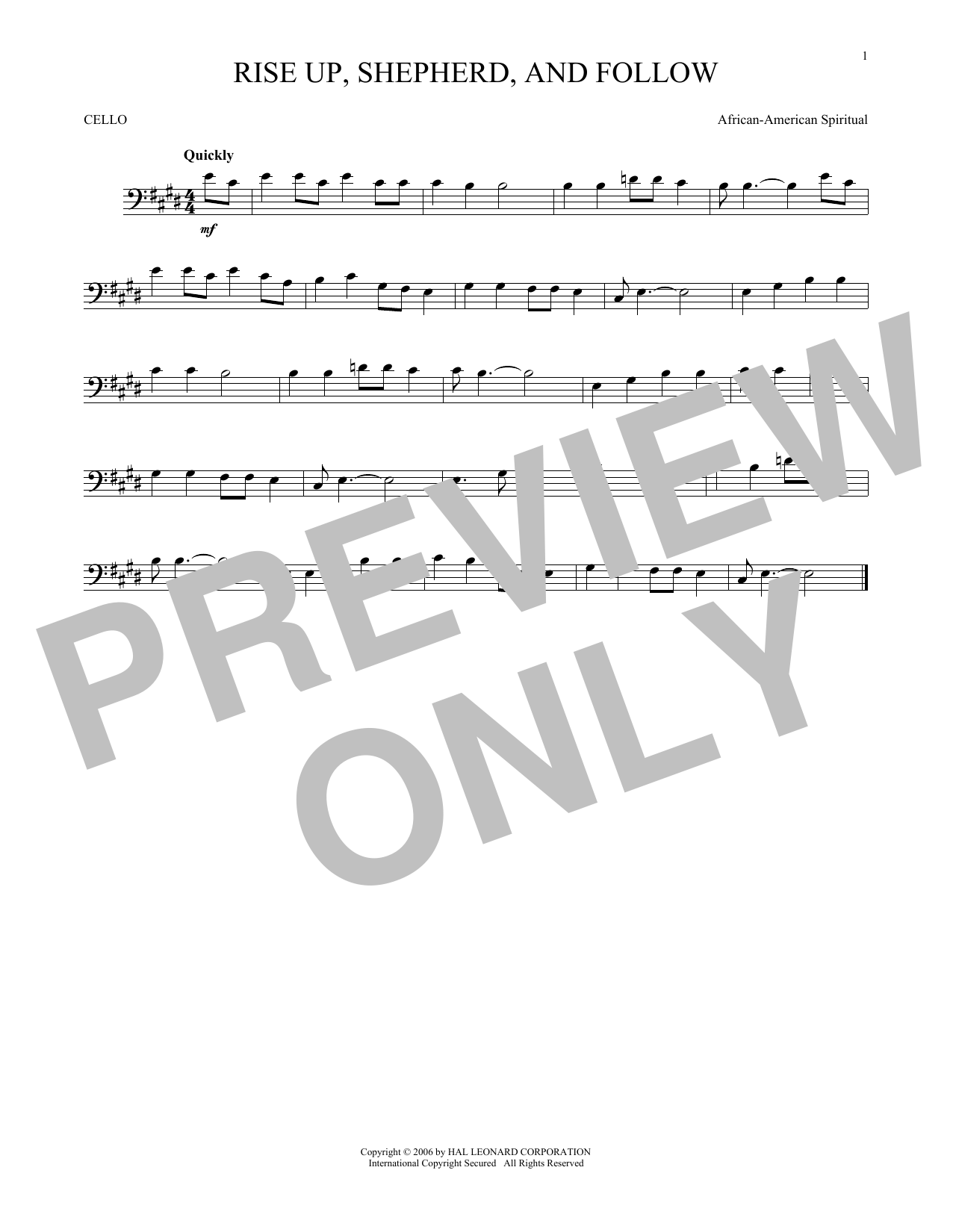 Produktgalerie: Seite 1 von 1 Rise Up, Shepherd, And Follow, African-American Spiritual, Violoncello