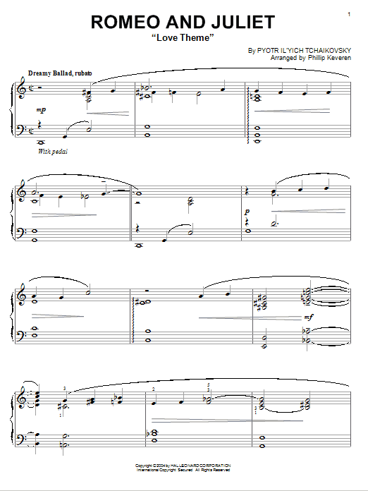 Product gallery: Page 1 of 1 Romeo And Juliet (Love Theme) [Jazz version] (arr. Phillip Keveren), Pyotr Il'yich Tchaikovsky