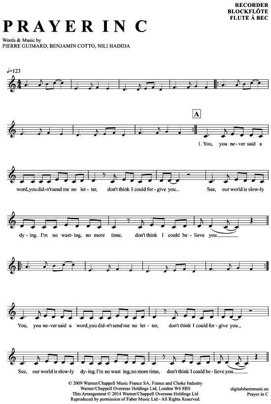 Product gallery: Page 1 of 4 Prayer in C , Wood, Lily and the Prick, (recorder)