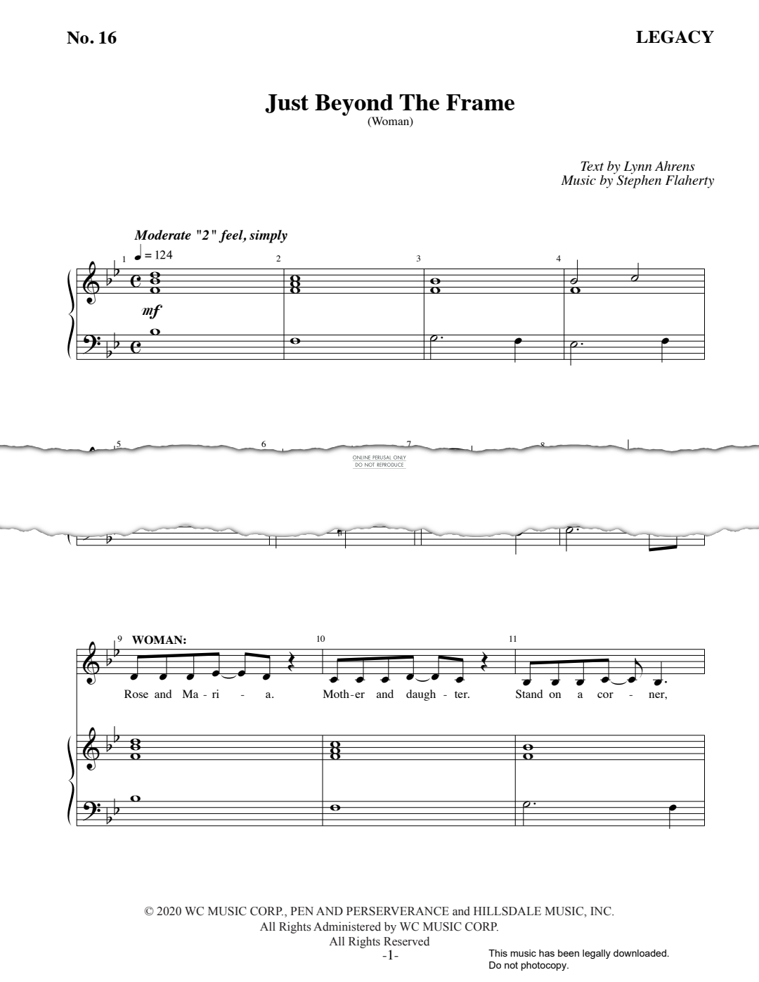 Produktgalerie: Seite 1 von 1 Just Beyond The Frame (from 'Legacy'), Stephen Flaherty, Gesang, Klavier