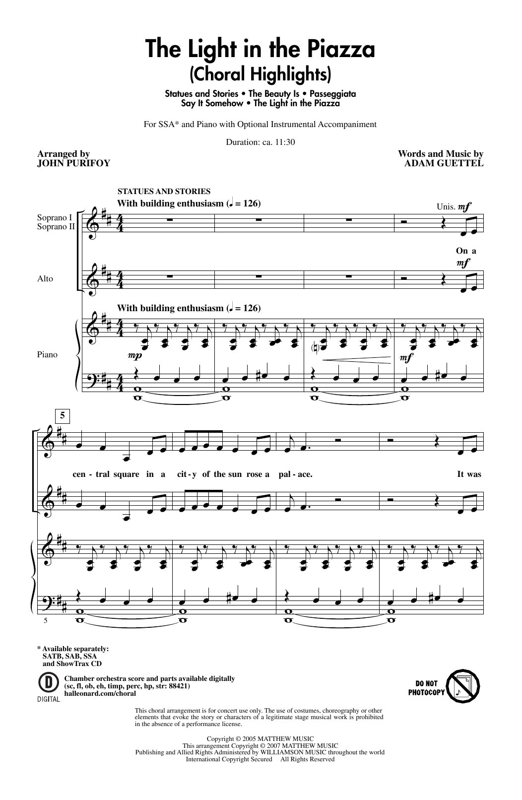 Produktgalerie: Seite 1 von 1 The Light In The Piazza (Choral Highlights) (arr. John Purifoy), Adam Guettel, Chor