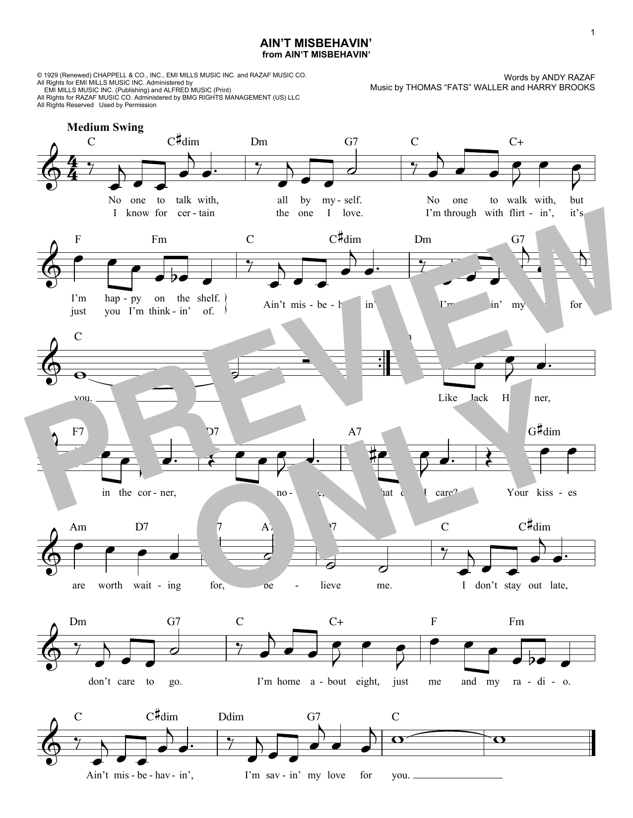 Product gallery: Page 1 of 1 Ain't Misbehavin', Thomas "Fats" Waller